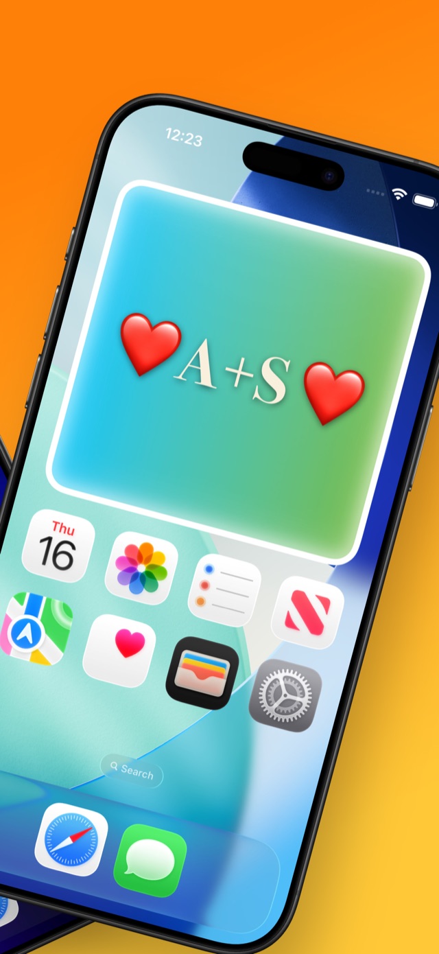 A gradient WidgText widget sitting on an iPhone Home Screen.